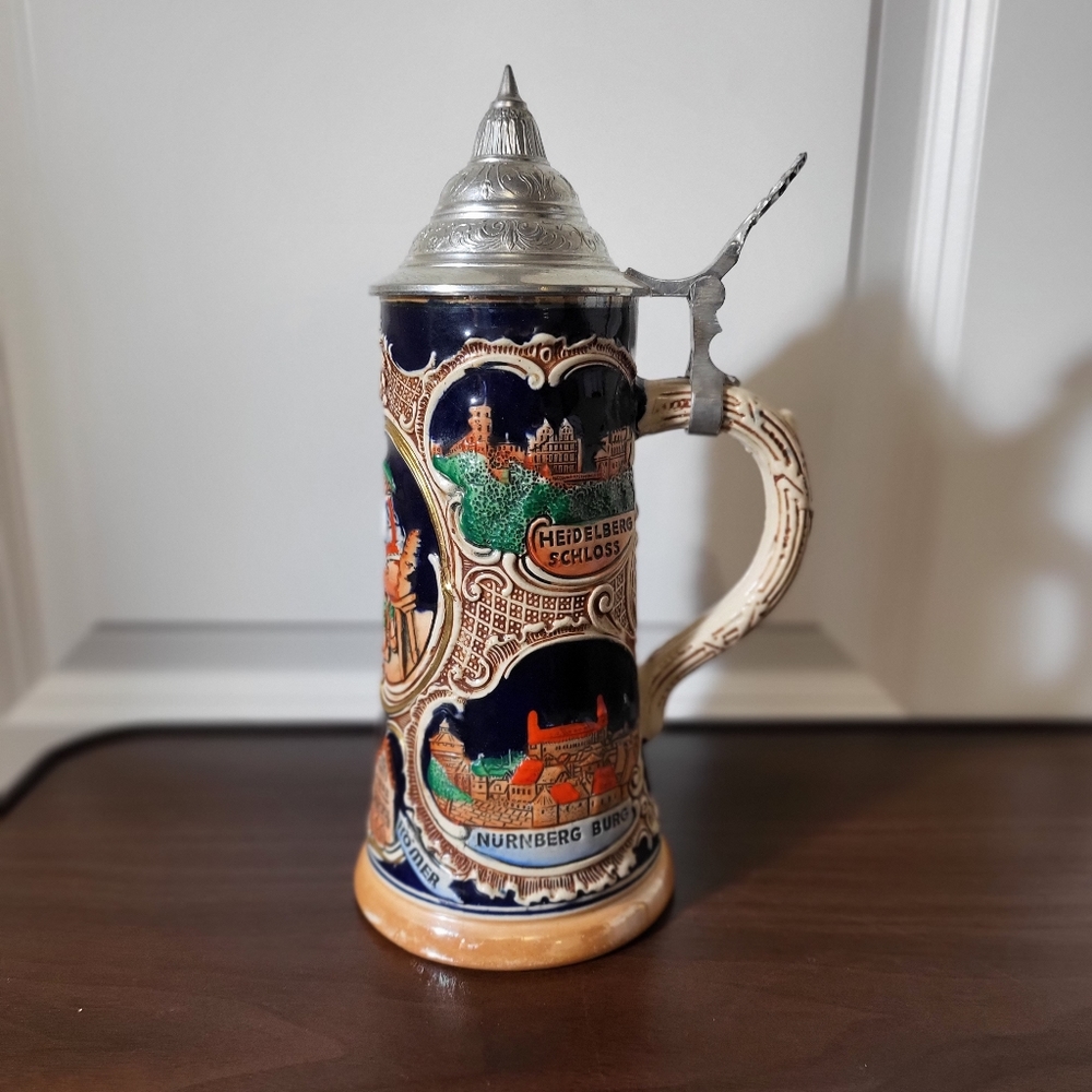Vintage Marzi & Remy Pewter Lidded Beer Stein